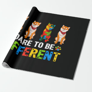 Papel De Presente Autista Atreve-Se A Ser Um Cão De Shiba Inu Cuto