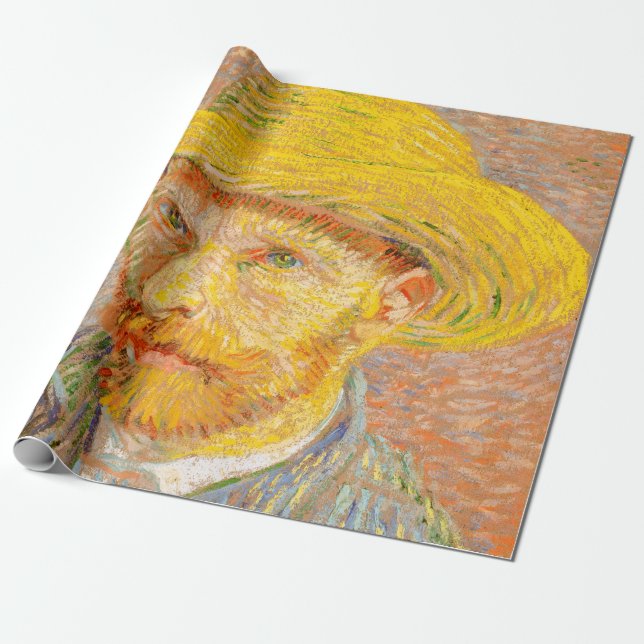 Papel De Presente Autorretrato de Vincent Van Gogh com Chapéu de Pal (Desenrolado)