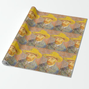Papel De Presente Autorretrato de Vincent Van Gogh com Chapéu de Pal