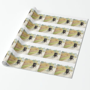 Papel De Presente Autumn Amish Horse and Buggy