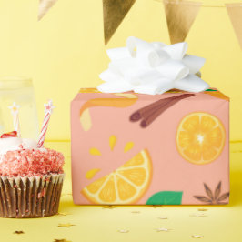 Papel De Presente Autumn Birdays Orange and Cinnamon Seamless Fall