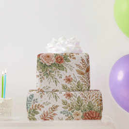 Papel De Presente Autumn Blush Garden Floral Pattern