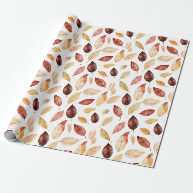 Papel De Presente Autumn Fall Deixa Terracotta Brown Boho Padrão (Desenrolado)