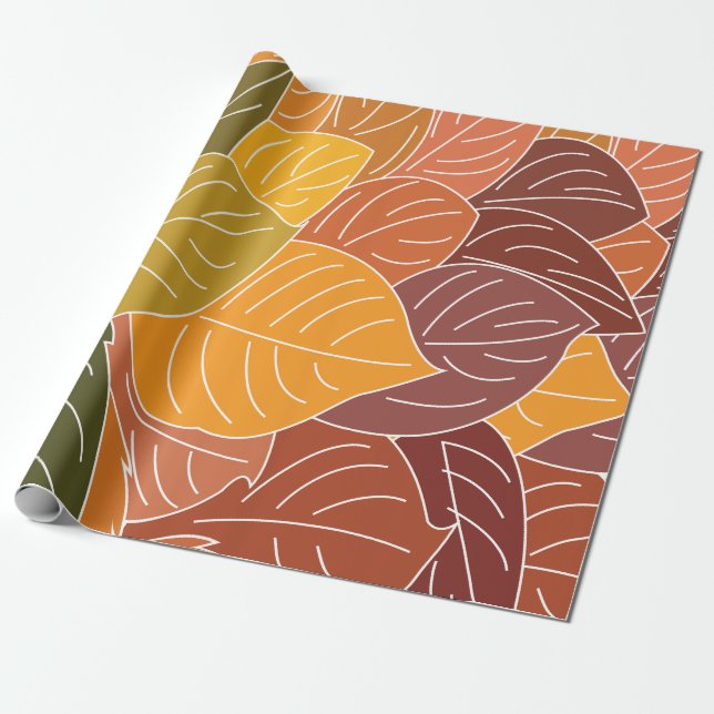 Papel De Presente Autumn Fall Leaves (Desenrolado)