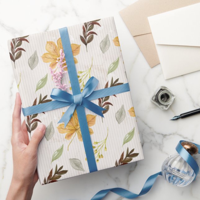 Papel De Presente Autumn / Fall yellow flower Pattern (Presentear)