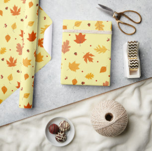 Papel De Presente Autumn Leaves, Oak loucos Padrões de Ação de Graça