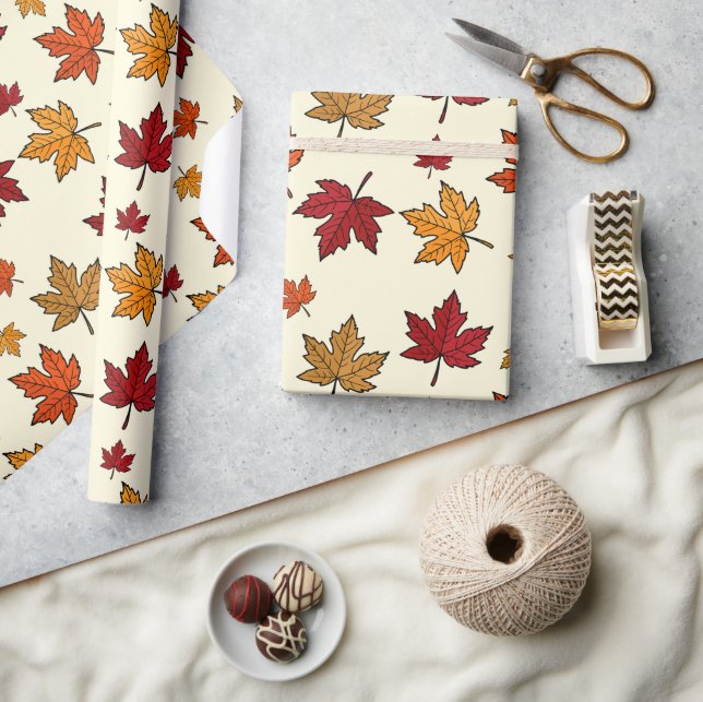 Papel De Presente Autumn Maple Deixa o Padrão de Ação de Graças (Artesanato)