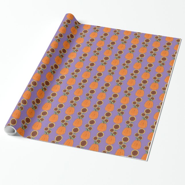 Papel De Presente Autumn Pumpkins Gift Wrap (Desenrolado)