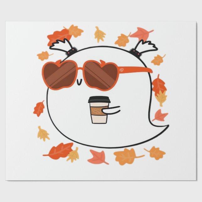 Papel De Presente Autumn Vibes Cute Ghost Classic T-Shirt (Aberto)