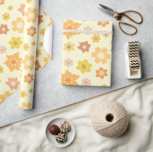 Papel De Presente Autumn Vibes: Ouro Flor Sem Olhos Ação de Graças