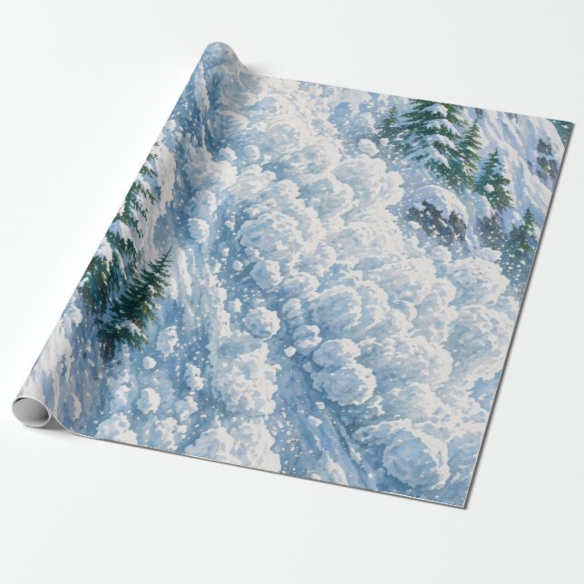 Papel De Presente Avalanche Mountain Snow Scene (Desenrolado)