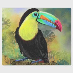 Papel De Presente Ave Tropical Toco Toucan Exótica - Pintura Migrad