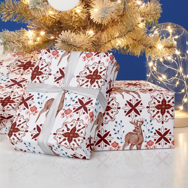 Papel De Presente Aveia escandinava e padrão caleidoscópio (Feriados)