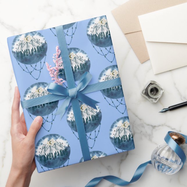 Papel De Presente Aventura ao ar livre de pinheiro das montanhas Sno (Presentear)