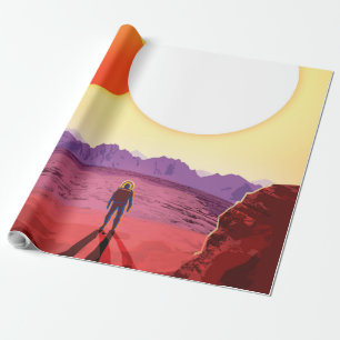 Papel De Presente Aventura do Planeta de Destino de Viagem de Espaç
