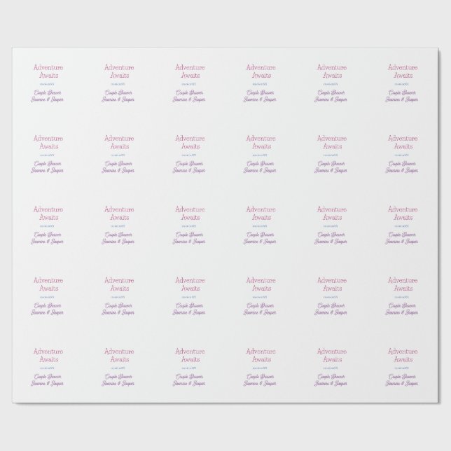 Papel De Presente aventura espera nome data chuveiro casal rosa azul (Aberto)