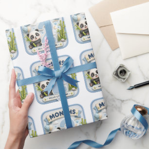 Papel De Presente Aventura Mundial de Marco de 2 Meses de Bebê