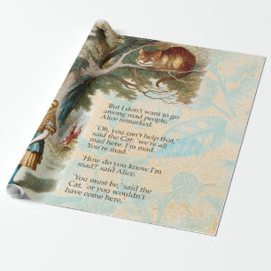 Papel De Presente Aventuras de Alice no País das Maravilhas Gato de 