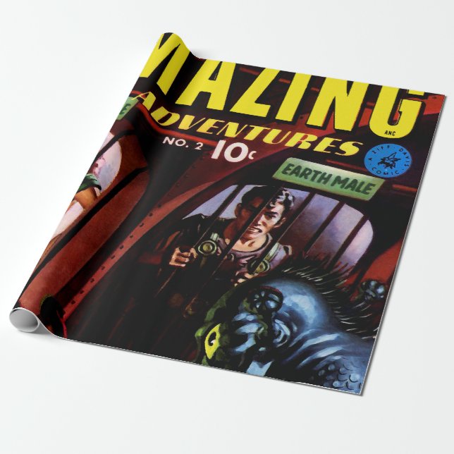 Papel De Presente Aventuras Incríveis #2 Retro Quadrinho de Ficção C (Desenrolado)