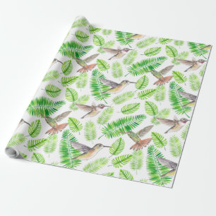 Papel De Presente Aves de capoeira e folhas tropicais