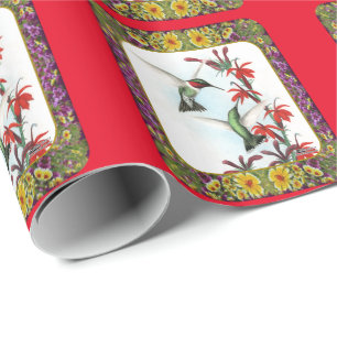 Papel De Presente Aves e Flores Hummingbird #5