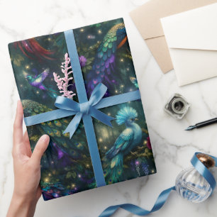 Papel De Presente Aves Exóticas Fantasia Luxo