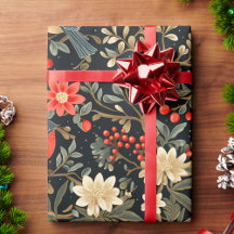 Aves Festivas Elegantes e Natal Floral
