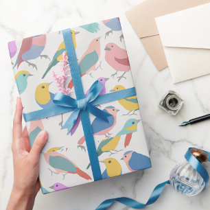 Papel De Presente Aves Juntas Animais Embalando Papel