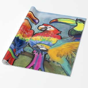 Papel De Presente Aves Tropicais 2x3' 60# Poster de Parede