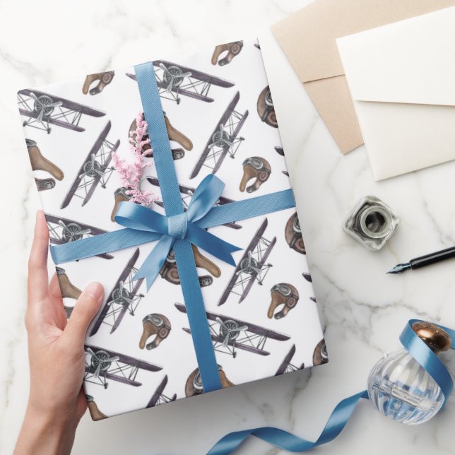 Papel De Presente Avião Antigo (Presentear)