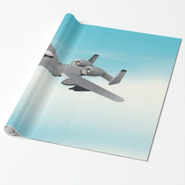 Papel De Presente Avião de Combate A-10 (Desenrolado)