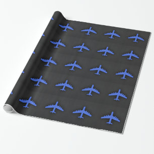 Papel De Presente Avião Real Azul