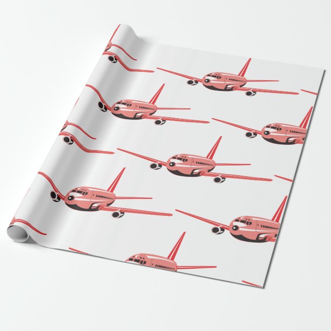 Papel De Presente Avião Rosa (Desenrolado)