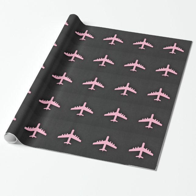 Papel De Presente Avião rosa claro (Desenrolado)