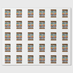 Papel De Presente Avisos de Pitbull Beijos a Caminho Design Vintage