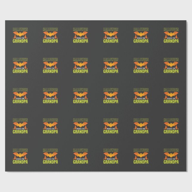 Papel De Presente Avô do Halloween Morcego Bruxa Desejos (Aberto)