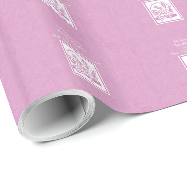 Papel De Presente Avó Primeira Comunhão, Rosa (Ponta do rolo)