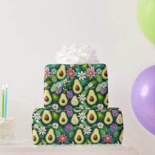 Papel De Presente Avocados Abelhas e Flores