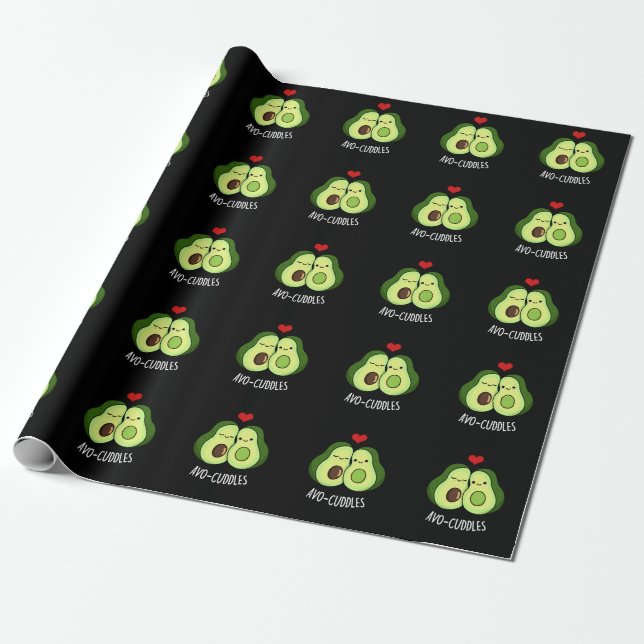 Papel De Presente Avocudles Funny Avocado Casal Pun Dark BG (Desenrolado)