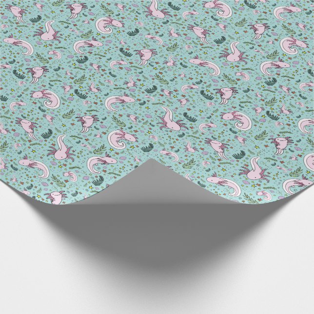 Papel De Presente Axolotls em azul (Ponta)