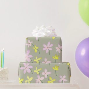 Papel De Presente Azeitona clara Khaki Sage Beige Amarelo Cor-de-ros