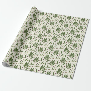 Papel De Presente Azeitonas e ramos minimalistas - padrão uniforme.