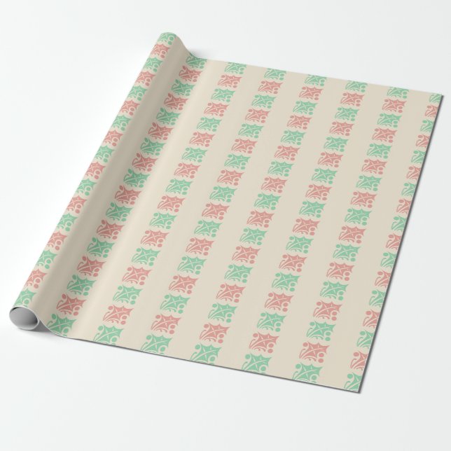 Papel De Presente Azeviche Xadrez Natalino Bege Vintage (Desenrolado)