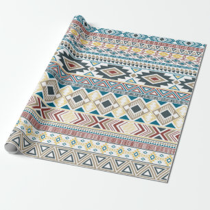 Papel De Presente Aztec american índio, padrão tribal motifs étni