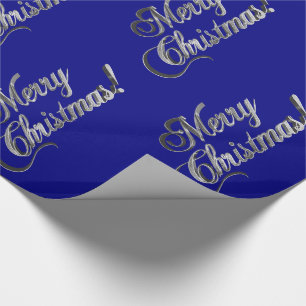 Papel De Presente Azuis marinhos elegantes do Feliz Natal e cinzas