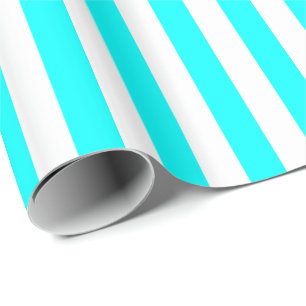 Papel De Presente Azul Água e Listra Branca