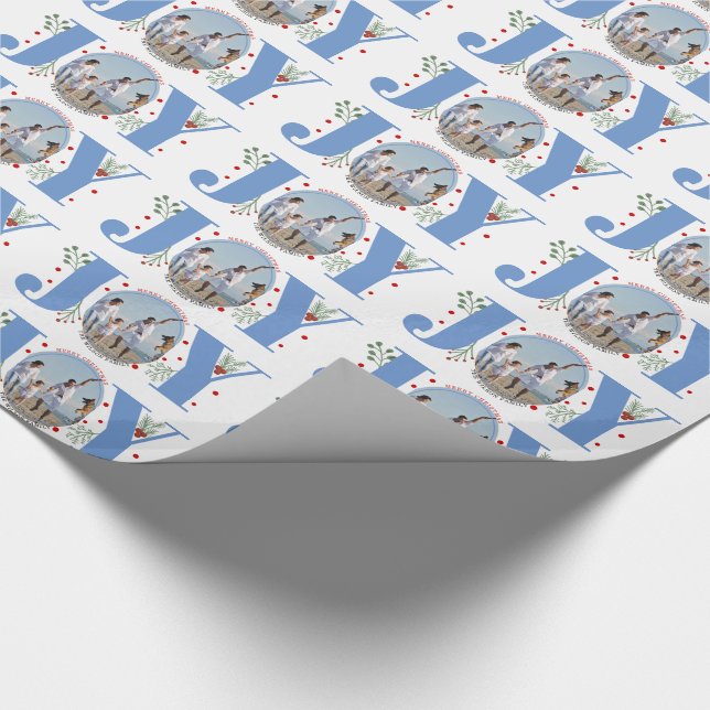 Papel De Presente Azul, alegria, fotografia de Natal feliz (Ponta)