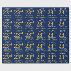 Papel De Presente Azul, ANIVERSÁRIO FELIZ Dourado do falso "2ó "