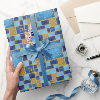 Papel De Presente Azul Aquarela Cintilação Cintilante