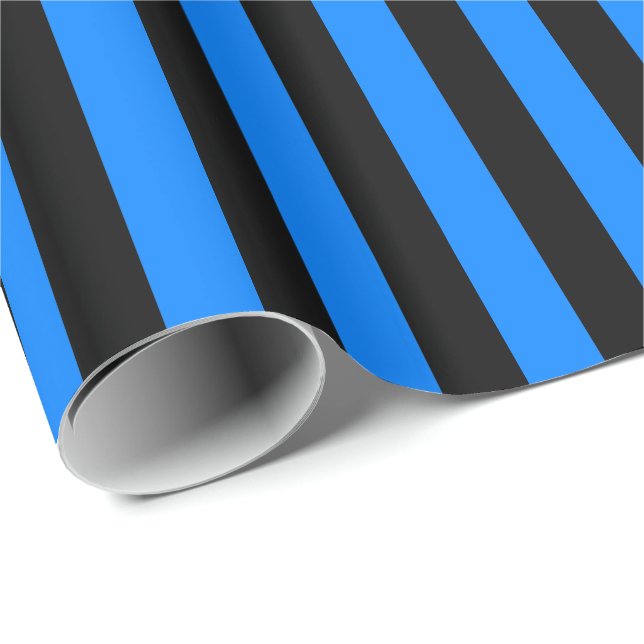 Papel De Presente Azul Azure e Faixa Preta (Ponta do rolo)